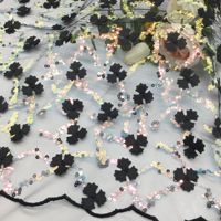 Tissu léger en polyester brodé au laser RXF2388, motif feuille d'érable, 8 couleurs, paillettes dorées, idéal pour les mariages d'enfants - Vente chaude
