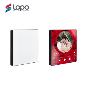 Vente en gros de supports vierges pour sublimation, forme carrée, en plastique moderne, pour décoration intérieure, avec lecteur de musique, aimant puissant, réutilisables pour réfrigérateur, personnalisables - Product Image 2