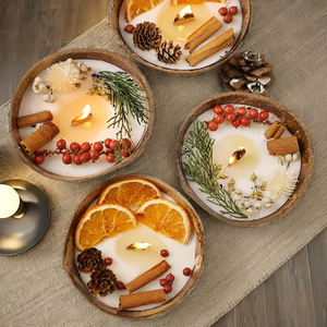 Velas Decorativas Lebao Hechas a Mano con Cáscara de Coco Natural, Aromáticas y Ecológicas, con Flores Secas, Decoración para el Hogar, Navidad, Diwali - Product Image 2