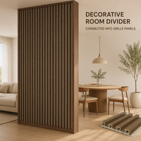 Grille carrée en WPC creux pour cloison intérieure, séparateur de pièce et décoration intérieure commerciale
