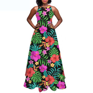 Fabricant d'usine Tropical hawaïen Hibiscus Design robe femmes été 2023 décontracté longues robes de vacances pour dames Sexy filles - Product Image 2