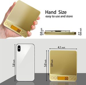 Thép không gỉ kỹ thuật số nhà bếp thực phẩm Quy mô 500g/1kg/2kg/<span class=keywords><strong>3kg</strong></span> điện tử mini thực phẩm Quy mô có trọng lượng nền tảng 0.01g/0.1g Độ chính xác - Product Image 2