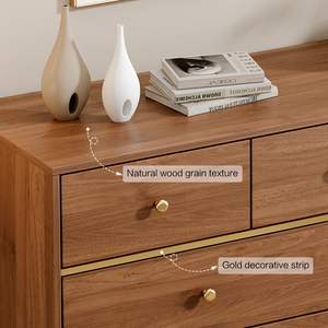 <span class=keywords><strong>Commode</strong></span> à <span class=keywords><strong>9</strong></span> <span class=keywords><strong>tiroirs</strong></span> en bois de style moderne du milieu du siècle avec dispositif anti-basculement, écologique et durable pour la chambre à coucher et le salon - Product Image 4