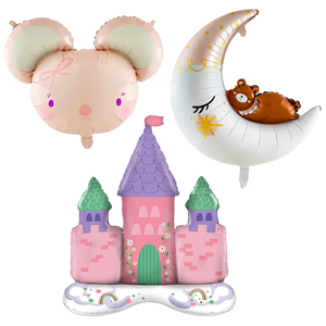 Decoración para Fiesta de Cumpleaños de Niñas Pequeñas, Globo de Aluminio con Forma de Ratón de Dibujos Animados, Luna, Oso, Princesa y Castillo, Globos Inflables de Aluminio - Product Image 1