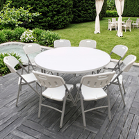 Vente flash : Ensemble de table à manger moderne en acier pour 10 personnes, chaises pliantes de banquet pour l'extérieur, pour mariages, fêtes, cour, hôtel
