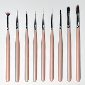 Ensemble de 9 pinceaux de précision roses pour nail art, poils en nylon durables, manche en bois robuste, outil de dessin de lignes pour salon professionnel - Product Image 1