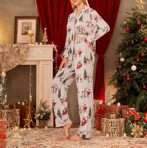 새로운 여성의 크리스마스 프린트 잠옷 세트 긴 소매 긴 바지 라운지웨어 홈웨어 아늑한 레저 잠옷 휴일 라운지웨어 - Product Image 3