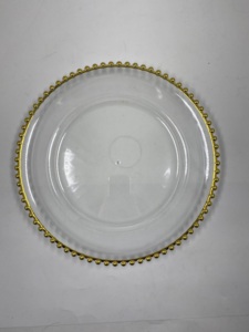 Assiettes de présentation transparentes élégantes en perles dorées, en vrac, pour les fêtes, les restaurants, les dîners, avec bordure dorée - Product Image 5