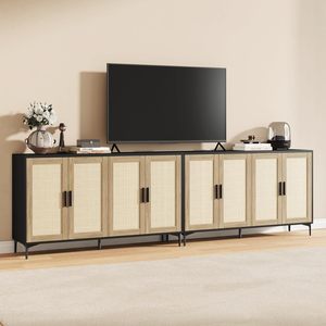 <span class=keywords><strong>Buffet</strong></span> en bois écologique et durable avec étagères réglables et portes, design industriel moderne pour cuisine et salon - Product Image 3