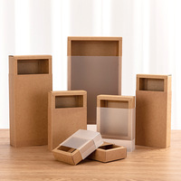 Boîte à tiroir pliable en papier kraft gaufré personnalisé avec couvercle transparent pour les produits de soin de la peau, les chaussettes, les petits cadeaux - Emballage cadeau artisanal de luxe