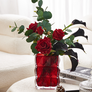 Decorazione Moderna per la Casa: Composizione di Rose Rosse Essiccate con <span class=keywords><strong>Vaso</strong></span> <span class=keywords><strong>in</strong></span> Ceramica da Tavolo - Product Image 3