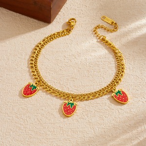 Strawberry Charm Bracelet Zinc Alloy Women's Fashion Jewelry Gift Layering Accessory - Product Image 3