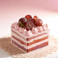 Boîte ronde en plastique PS jetable pour tiramisu, boîtes à biscuits en PS recyclables de luxe pour aliments, bonbons, salades, emballage haut de gamme