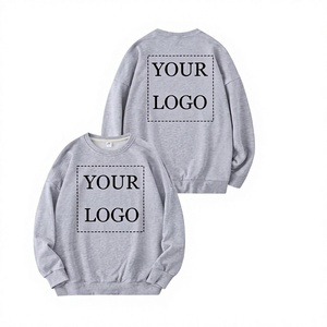 Men's Blue Knitted Pullover Sweatshirt O-Neck Regular Sleeve Printed Logo Front Solid Color Autumn Wear - Product Image 2