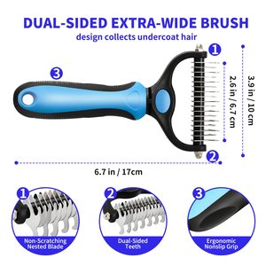 OEM Dog <b>Bath</b> <b>Brush</b> Stainless Steel Double Sided Deshedding Dematting Comb Eco-Friendly Pet Fur Knot Cutter Grooming Tools Sizes - Product Image 3