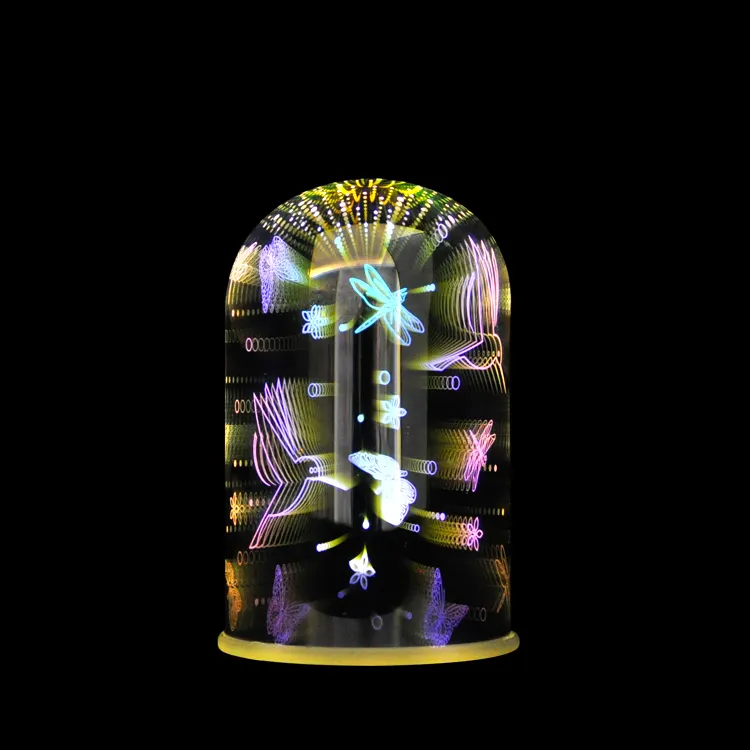 Großhandel Heißer verkauf 7,5*15,5 cm Hause Dekoration 3D LED Feuerwerk Glas DOME