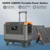 Station d'alimentation 3000W 2688Wh, norme européenne, pour camping-car sans accès au réseau électrique, alimentation de secours pour camping en pleine nature