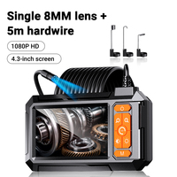 Caméra endoscopique P410 1080P IP67 avec écran IPS de 4,3 pouces, sonde de 8 mm, boroscope industriel, câble de 5 m, zoom 2x, autonomie de la batterie de 5 heures