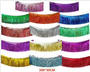 Offre Spéciale arrière-plan de décoration de fête multicolore 3x0.3M <span class=keywords><strong>rideau</strong></span> à franges en aluminium métallique - Product Image 2