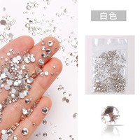 1440 pièces de strass pour ongles AB/Transparent Super Pailleté Ss3-ss20, à dos plat, non thermocollants, en résine 3D, pour nail art DIY, cristaux ronds pour manucure