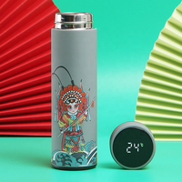 Nouvelle bouteille isotherme en acier inoxydable de 500 ml, style opéra de Pékin, personnalisable et créative, avec affichage intelligent de la température, pour le camping