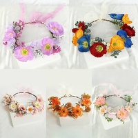 Couronne florale de coquelicots violets pour femme, serre-tête, accessoire de coiffure pour mariage, festival, plage, séance photo