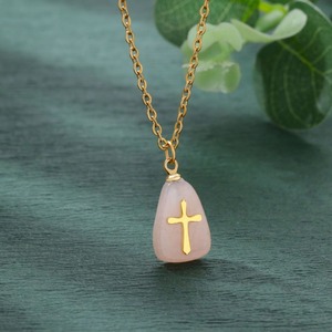 Collier ras du cou en acier inoxydable et <span class=keywords><strong>pierre</strong></span> naturelle, élégant et minimaliste, pour femme - Product Image 6