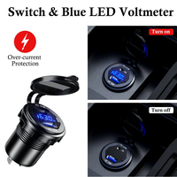 Nuevo voltímetro LED con interruptor 12V/24V, cargador rápido USB C PD de 45W, toma USB 3.0 de 18W, protección IP65, certificado CE para coche y embarcaciones.
