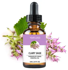 Organic Clary Sage Essential Oil Manufacturer Steam Extracted Essential Oil for diffuser and cosmetics massage