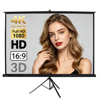 NOUVEAU Écran de projection sur pied portable avec trépied – Gris, Verre 100 pouces 16:9, Installation facile pour le bureau