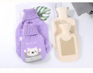 500ml/750ml/1000ml Hot Water Bottle Knitting Christmas Pattern Cover With Hot Water Bag For Kids Gift