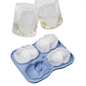 Moule à glaçons en silicone de qualité alimentaire en forme de hibou - Réutilisable, compatible micro-ondes et lave-vaisselle, portable pour glaces, whisky, cocktails - Product Image 1