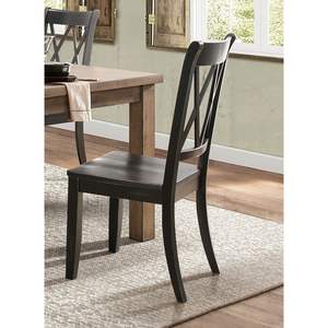 DB Casual Midcentury Dining Room Furniture Set of 2 Black Pine Veneer Side <b>Chairs</b> with Light Casual Finish Double-X Back Design - Product Image 3