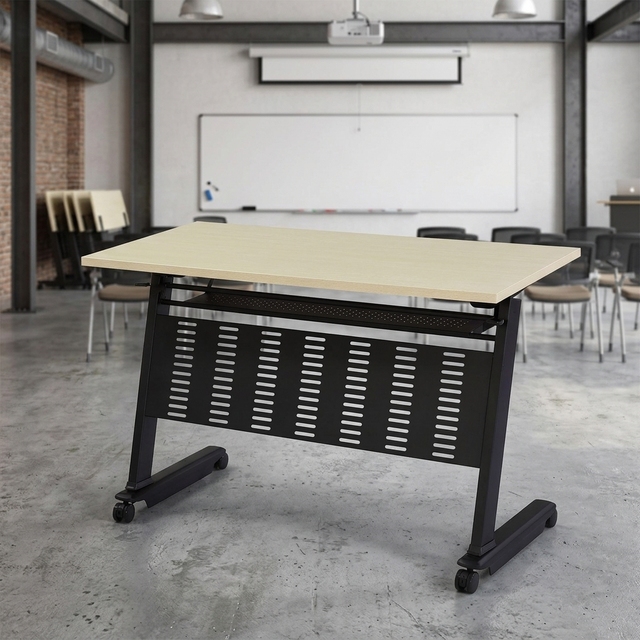 Office Foldable Training Table and Seat Furniture Portable Folding Room Adjustable with Wheels Meeting Laptop Desk Customization