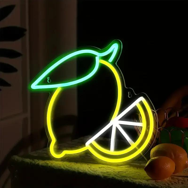 Insegna al Neon al limone da 1 pezzo-simpatica forma di frutta 11.81x11,65 pollici LED da parete per camera, camera da letto, festa di compleanno, arredamento Bar