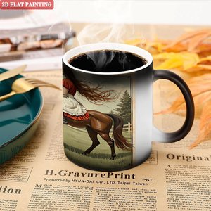 Mug quotidien 11oz en céramique noire givrée, tasse magique changeante de couleur sensible à la chaleur - Product Image 5