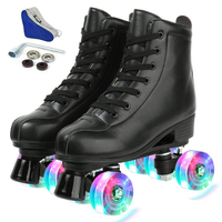 Patins à roulettes réglables en cuir PU souple pour garçons, avec roulements en acier au carbone, pour l'été, le printemps et l'hiver