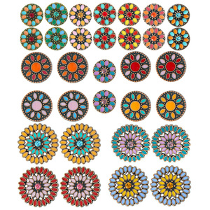 Flower <b>Stud</b> <b>Earrings</b> Alloy <b>Crystal</b> Rhinestone Bezel Setting Women's Fashion Jewelry Boho Style 2025 - Product Image 5