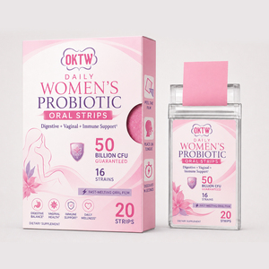 OKTW Bandes buccales probiotiques à dissolution rapide pour femmes, 50 milliards de UFC, 16 souches, soutien digestif, vaginal et immunitaire, 20 bandes - Product Image 1