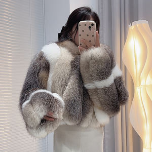 Cappotto da Donna su Misura in Vera Pelliccia <span class=keywords><strong>di</strong></span> <span class=keywords><strong>Volpe</strong></span> <span class=keywords><strong>Argentata</strong></span> Naturale all'Ingrosso - Product Image 1