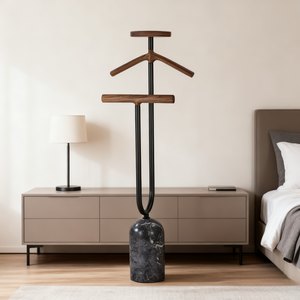 Décoration nordique élégante, porte-manteau en bois massif moderne, autoportant, 1 étagère, 40x18x115cm, pour bureau, bois et métal - Product Image 5