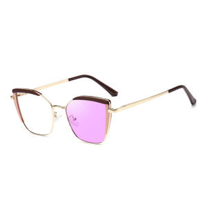 Nouvelles montures de lunettes optiques œil-de-chat pour femmes, verres PC UV400 anti-lumière bleue, taille moyenne, couleur noire, origine Taizhou - Product Image 2