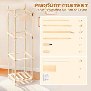 Organizador de Juguetes de Peluche de Madera con Red Elástica de Gran Capacidad para Cuarto de Niños, Sala de Juegos y Dormitorio - Product Image 3