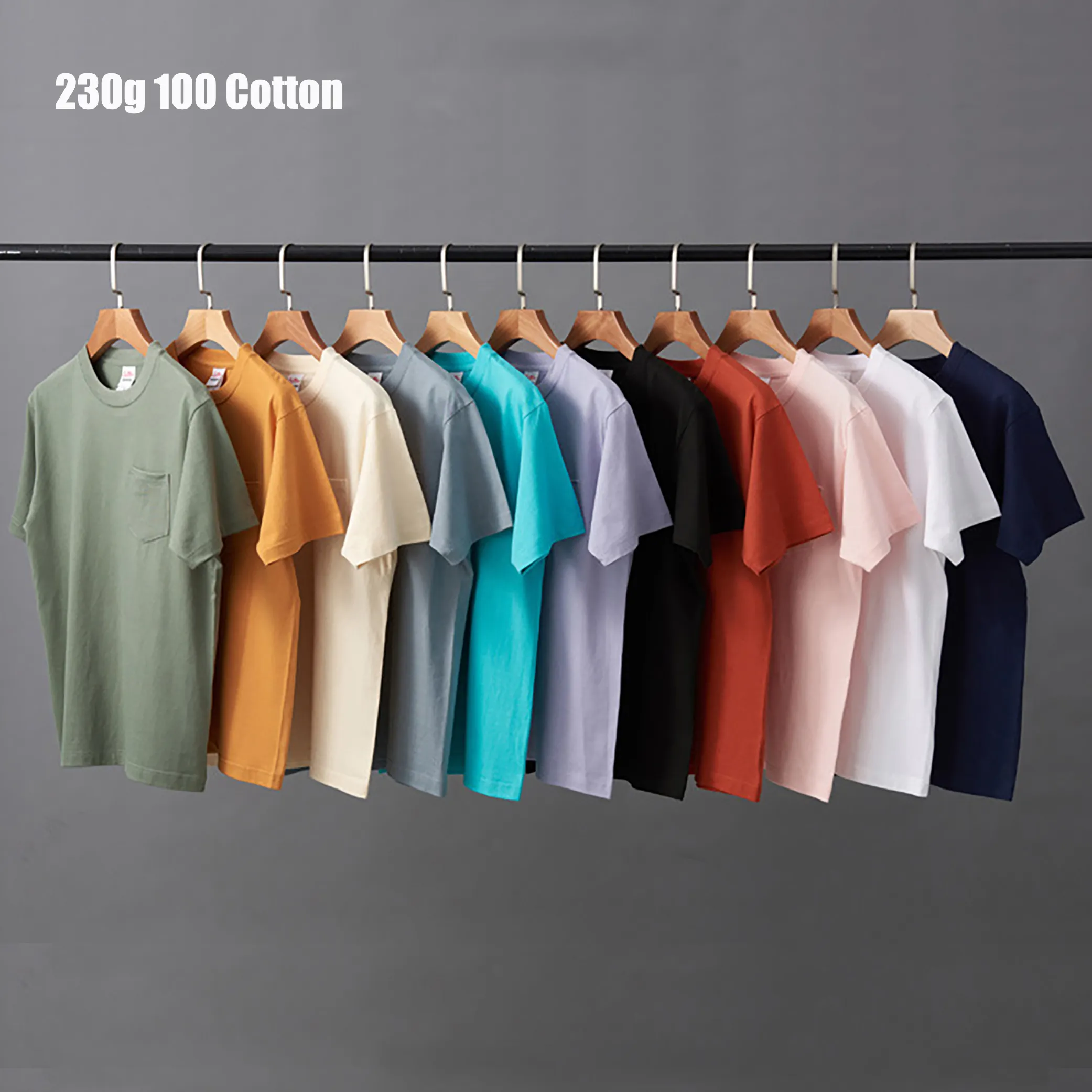 Baixo Moq 100% Algodão Macio Personalizado Bolso T-shirts Para Homens Alta Qualidade Moda Casual Tees Com Bolso Oversize T Shirt