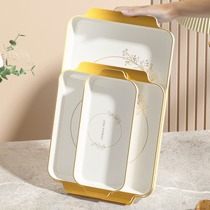 <b>Plastic</b> Serving <b>Tray</b> With Handle Rectangular Snack Display <b>Tray</b> For Home Hotel Front Desk Use - Product Image 2