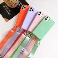 Étui de téléphone en silicone 2026 avec cordon tour de cou compatible pour iPhone 12 13 Mini 14 15 16 Pro Max X XR XS