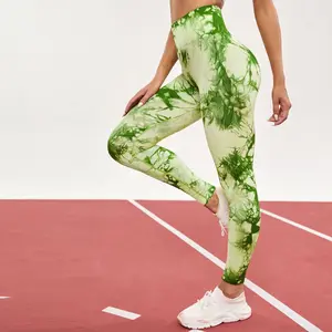 King Mcgreen Star High Quality Women High Rise Compression Running Training Tie Dye Scrunch Yoga Leggings