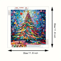 Peinture diamant 5D 30x30cm, arbre de Noël abstrait vibrant, strass colorés, artisanat DIY, décoration murale, cadeau de Noël