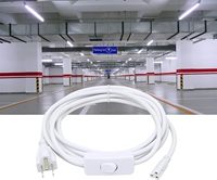 Câble d'alimentation Bofan AL2569 avec prise US mâle-femelle, interrupteur marche/arrêt, 3 conducteurs en PVC, tube lumineux LED T5/T8 intégré, rallonge (250V)