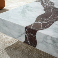Table basse en dalle de roche imperméable et résistante aux rayures, avec support métallique stable, table à thé moderne pour appartement et villa